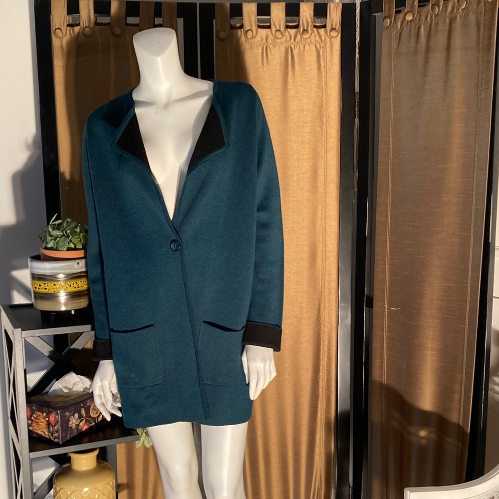 Teal Catharine Malandrino Long Blazer